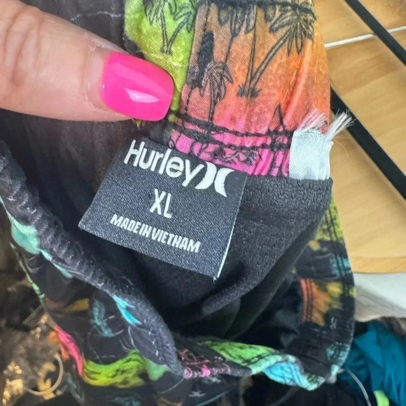 Boys Extra Large Xl Hurley Board Swim Short Black Blue Pink - Picture 2 of 3